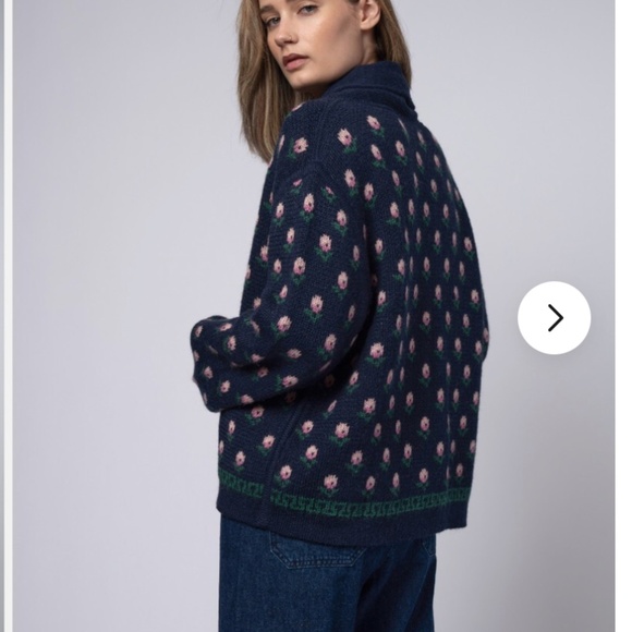 THE GREAT Bloom Lodge Cardigan size 2 Navy - Picture 2 of 11